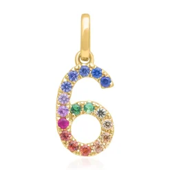 Mehrfarbiger Saphiranhänger Zahl 6 aus 585er Gold BDP0060-14KGSL