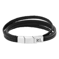 Mehrreihiges Armband aus schwarzem Kunstleder gravierbar LB0525SL