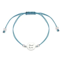 Mila Gravurarmband aus Edelstahl mit Textilband, petrol 023922