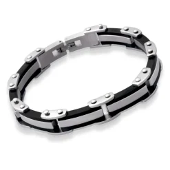 Modernes Armband Edelstahl Carboneinlagen 21cm B5128