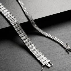 Modernes Armband Silber Zirkonia Steine 22g SB0039