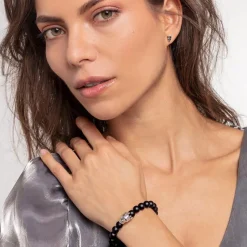 Obsidian Armband Totenkopf König aus Sterlingsilber A1940-705-11-L18