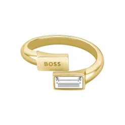 Offener Damenring Clia mit Kristall, Edelstahl, IP Gold 1580415