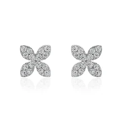 Ohrstecker Blüte, Weißgold oder Platin mit Brillanten BDE0073-WSL