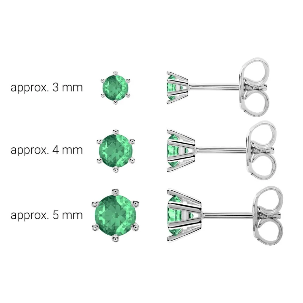 Ohrstecker für Damen aus 14 Karat Weißgold, Smaragde BDE0028Sm-14KWSL