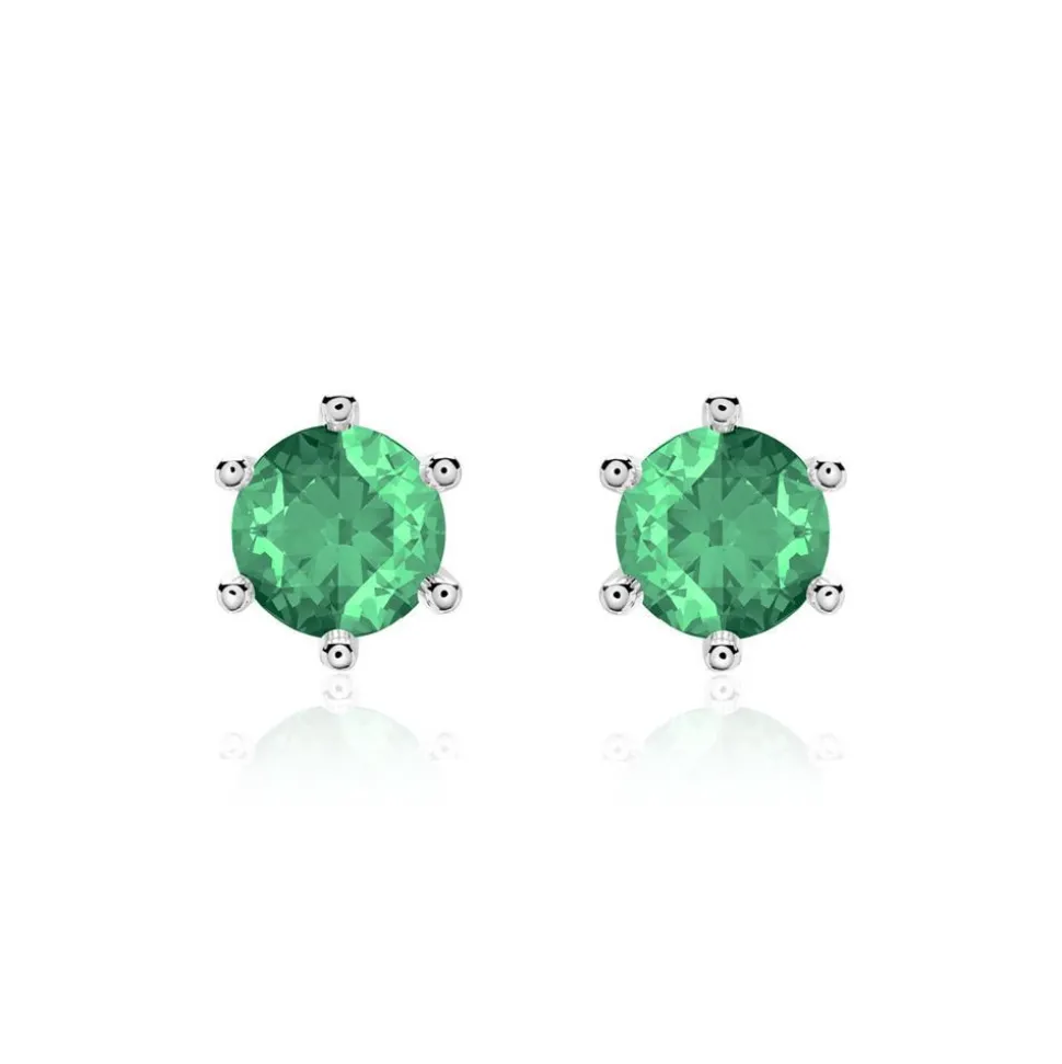 Ohrstecker für Damen aus 14 Karat Weißgold, Smaragde BDE0028Sm-14KWSL