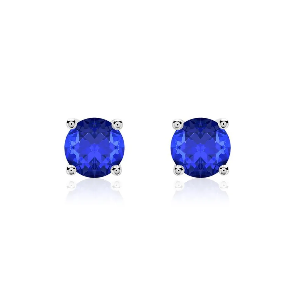 Ohrstecker für Damen aus 14 Karat Weißgold mit Saphiren BDE0022Sa-14KWSL