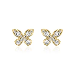 Ohrstecker Schmetterling aus Gelbgold mit Brillanten BDE0074-GSL