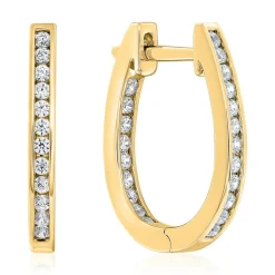 Ovale Creolen für Damen aus Gold mit Lab Diamanten BDE0048LG-GSL