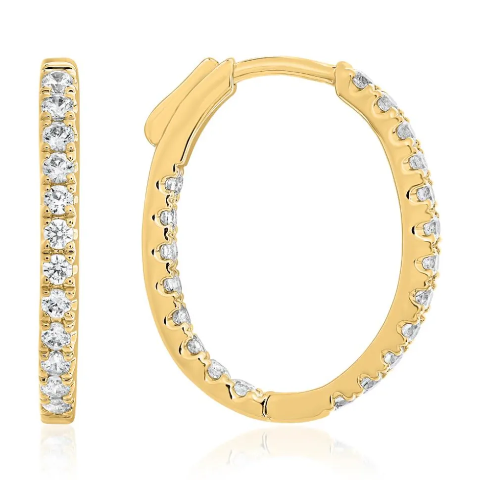 Ovale Damen Creolen aus Gelbgold mit Diamanten BDE0045-GSL