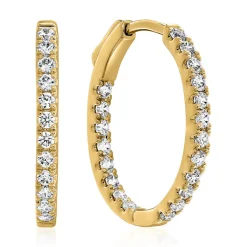 Ovale Damen Creolen aus Gelbgold mit Lab Diamanten BDE0045LG-GSL