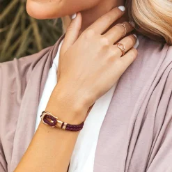 Phinity Armband aus Leder in Dark Mauve PH-FSH-L-R-DM