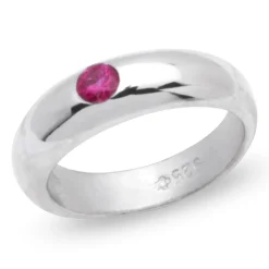 Polierte Silber Taufkette Rubin KTR0043SLK