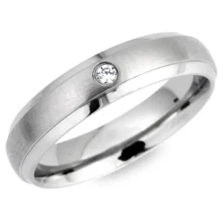 Ring Edelstahl schlicht rund 5mm Zirkonia R9150czSL