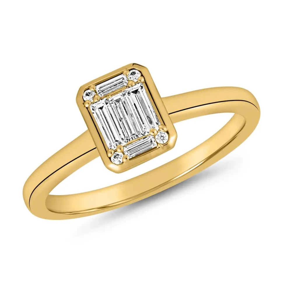 Ring für Damen aus Gelbgold mit Diamanten BDR0037-GSL