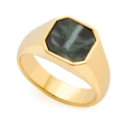 Ring Lira für Damen aus Edelstahl mit Marmor, IP Gold 022173