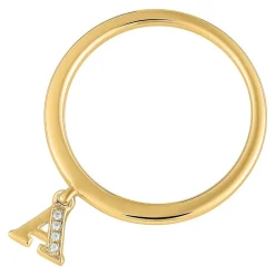 Ring mit Buchstabenanhänger aus Gelbgold, Diamanten BDR0126-GSL