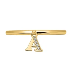 Ring mit Buchstabenanhänger aus Gelbgold, Diamanten BDR0126-GSL