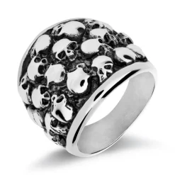 Ring Totenköpfe für Herren aus Edelstahl R5087