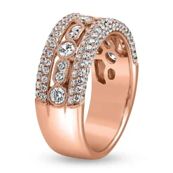 Roségold Diamantring für Damen, gravierbar BDR0060-RSL