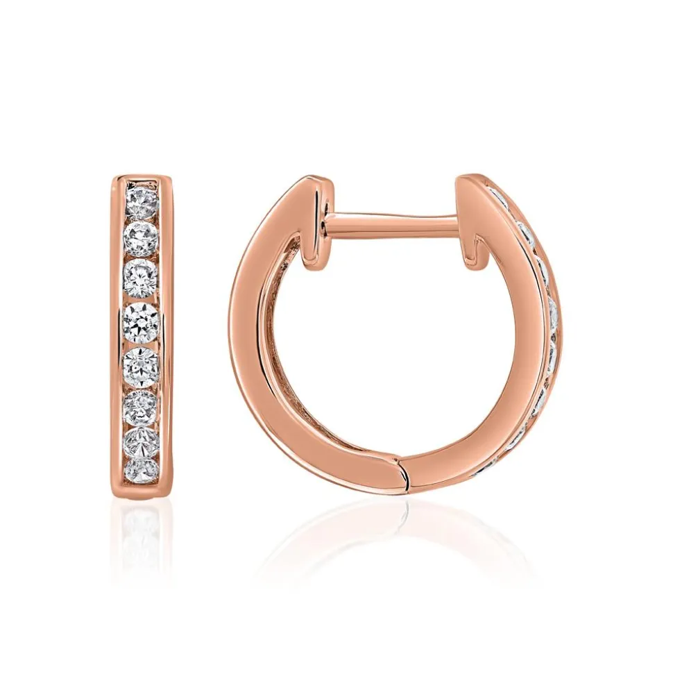 Roségold Ohrringe für Damen mit Brillanten, Lab Grown BDE0055LG-RSL