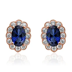 Roségold Ohrstecker mit Saphiren und Brillanten, lab BDE0067LG-RSL