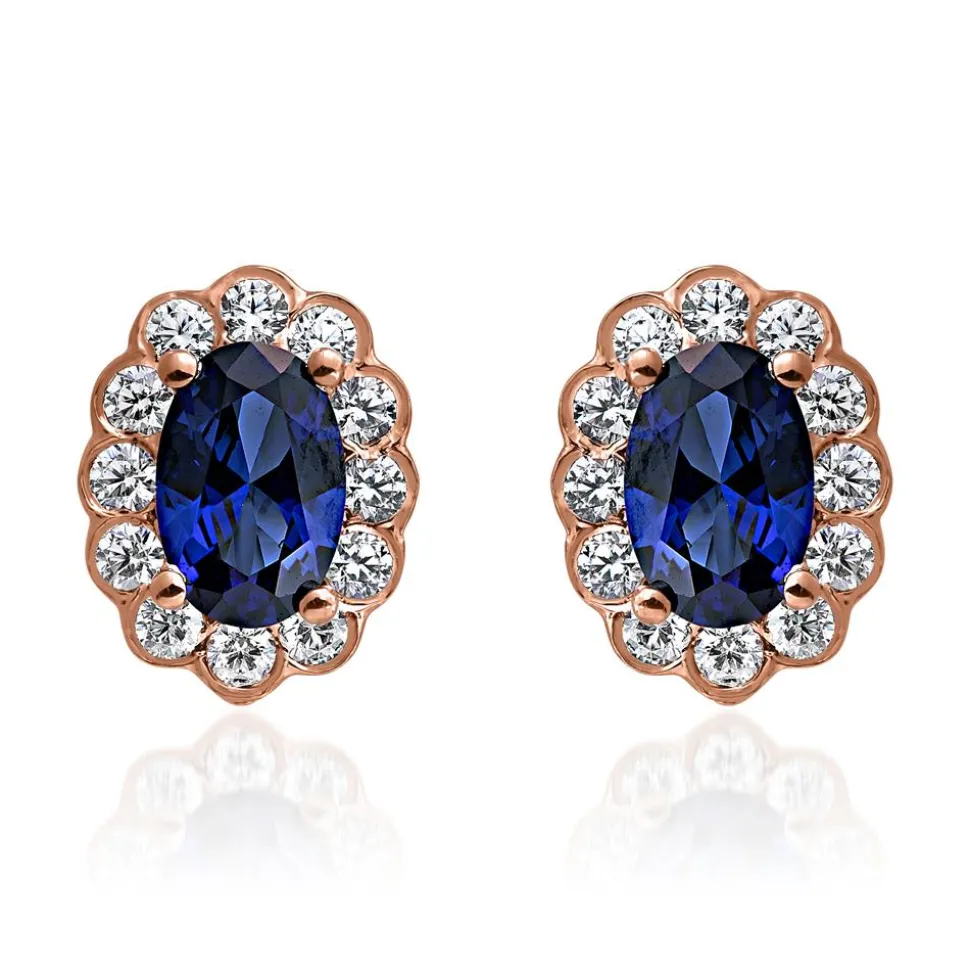Roségold Ohrstecker mit Saphiren und Brillanten, lab BDE0067LG-RSL