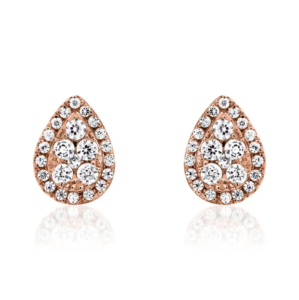 Roségold Ohrstecker Tropfen für Damen mit Brillanten BDE0068-RSL