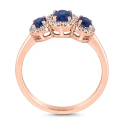 Roségold Ring für Damen mit Saphiren und Diamanten BDR0038Sa-RSL