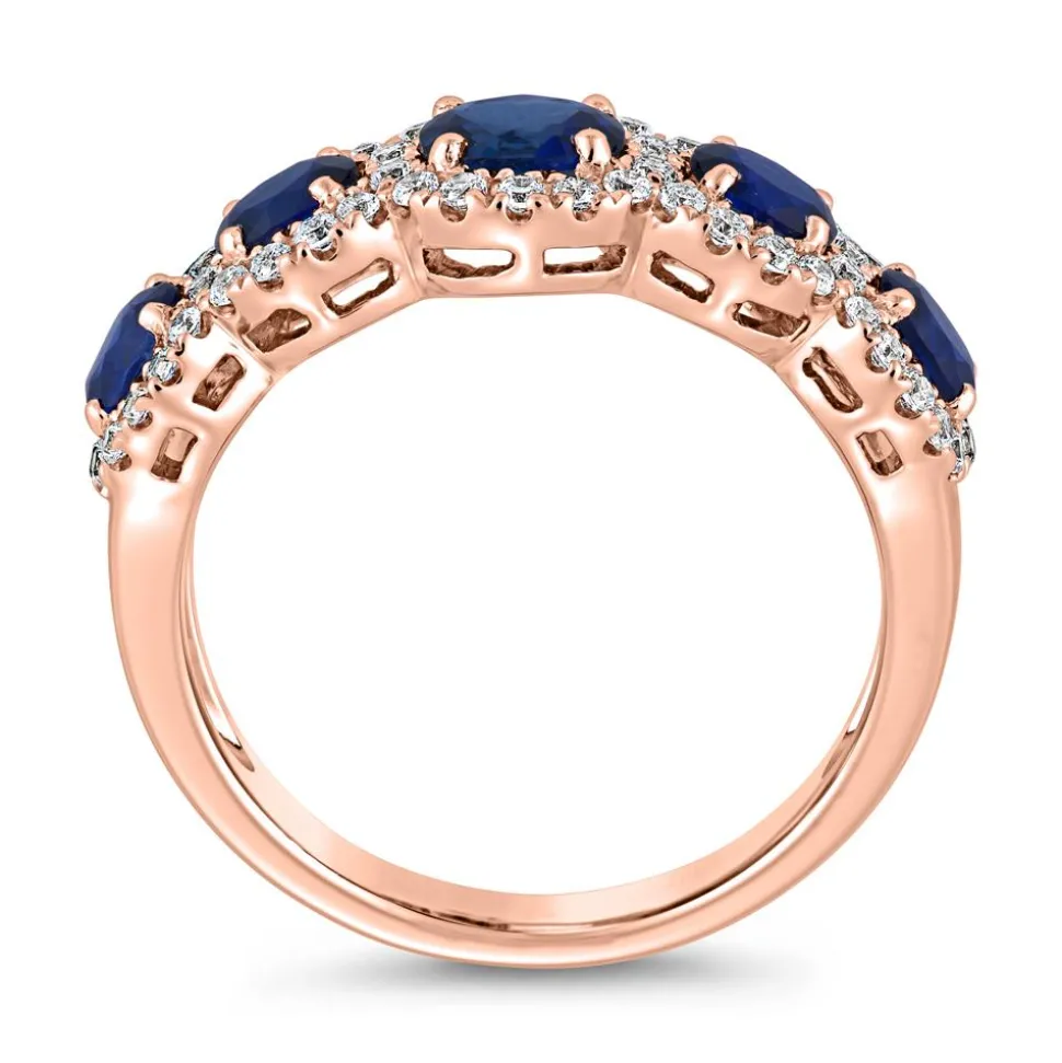 Roségold Ring für Damen mit Saphiren und Diamanten BDR0040Sa-RSL