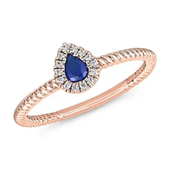 Roségold Ring mit Saphir und lab-grown Brillanten BDR0036LG-Sa-RSL