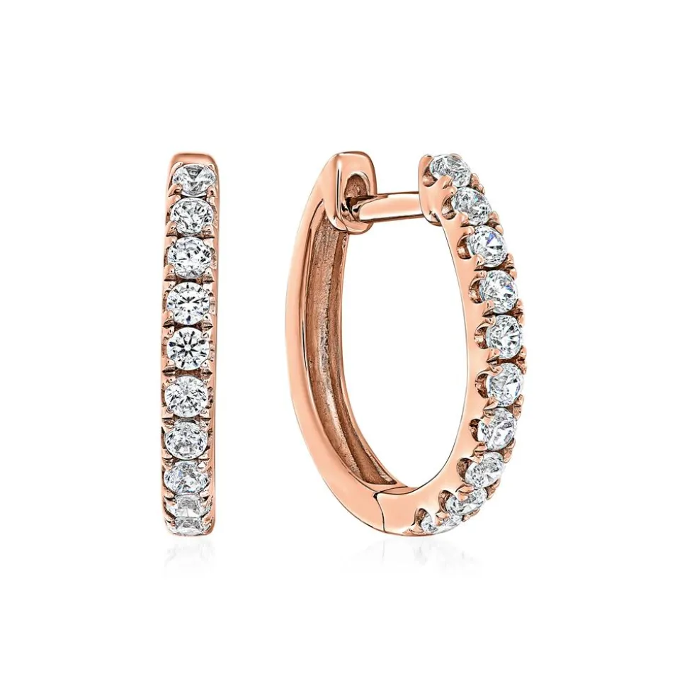 Roségoldene Creolen für Damen mit Lab Grown Brillanten BDE0044LG-RSL