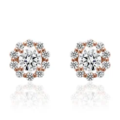 Roségoldene Halo Ohrstecker mit lab grown Diamanten BDE0037LG-RSL