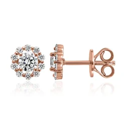 Roségoldene Halo Ohrstecker mit lab grown Diamanten BDE0037LG-RSL