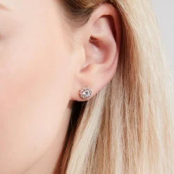 Roségoldene Halo Ohrstecker mit lab grown Diamanten BDE0037LG-RSL