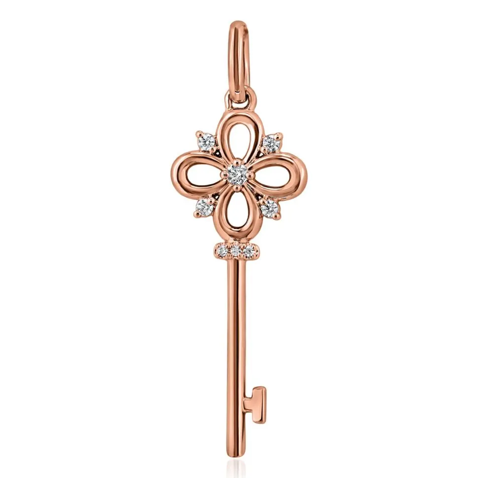 Roségoldene Kette mit Schlüssel und Diamantbesatz BDP0043-RSLK