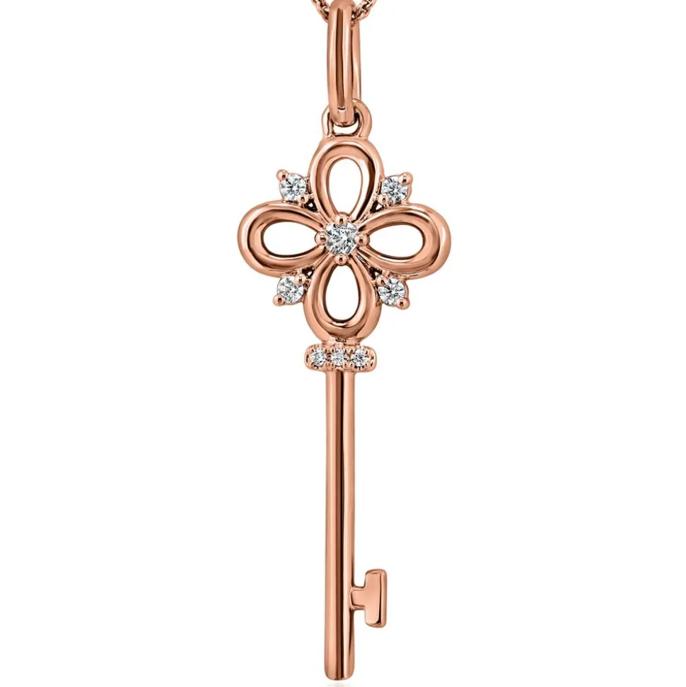 Roségoldene Kette mit Schlüssel und Diamantbesatz BDP0043-RSLK