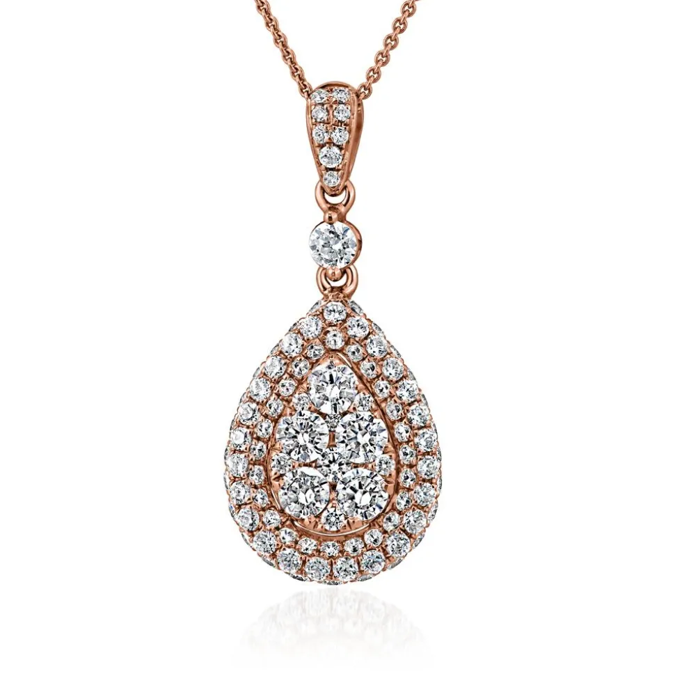 Roségoldene Kette mit Tropfenanhänger, Diamanten BDP0049-RSLK