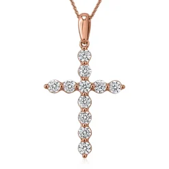 Roségoldene Kreuzkette mit Diamanten für Damen BDP0038-RSLK