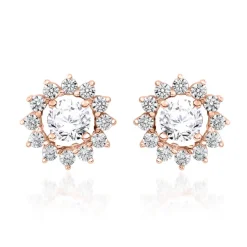 Roségoldene Ohrstecker Halo mit Diamanten BDE0036-RSL