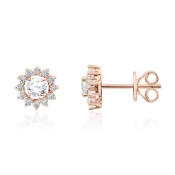 Roségoldene Ohrstecker Halo mit Diamanten BDE0036-RSL