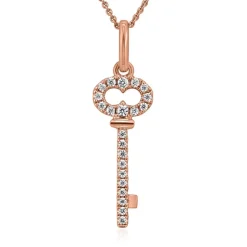 Roségoldener Anhänger Schlüssel mit lab grown Diamanten BDP0042LG-RSL