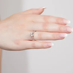 Roségoldener Damenring mit Diamanten, gravierbar BDR0008-RSL