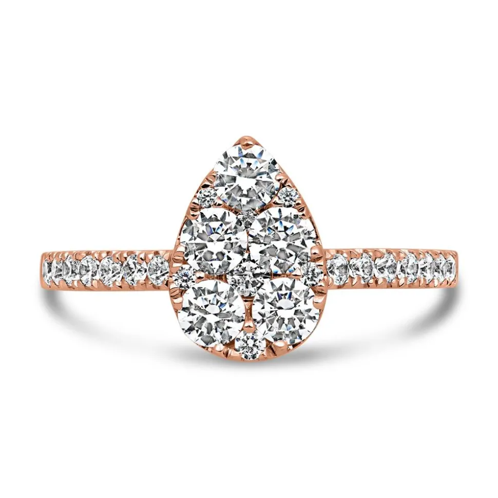 Roségoldener Diamantring im Tropfen-Design BDR0056-RSL