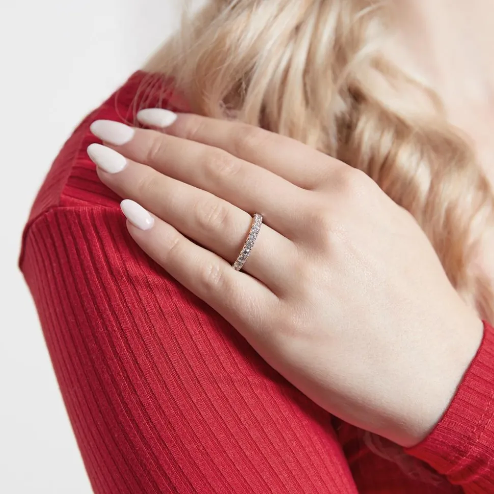 Roségoldener Ewigkeitsring mit Halbkreis aus Brillanten BDR0130-RSL