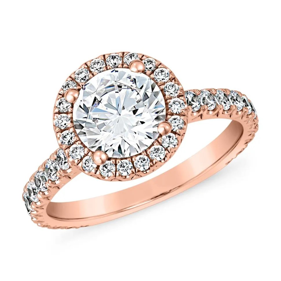 Roségoldener Halo-Ring, lab grown Diamanten BDR0024LG-RSL