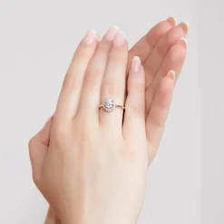 Roségoldener Halo-Ring mit Diamanten für Damen BDR0021-RSL