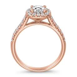 Roségoldener Halo-Ring mit Diamanten, gravierbar BDR0010-RSL