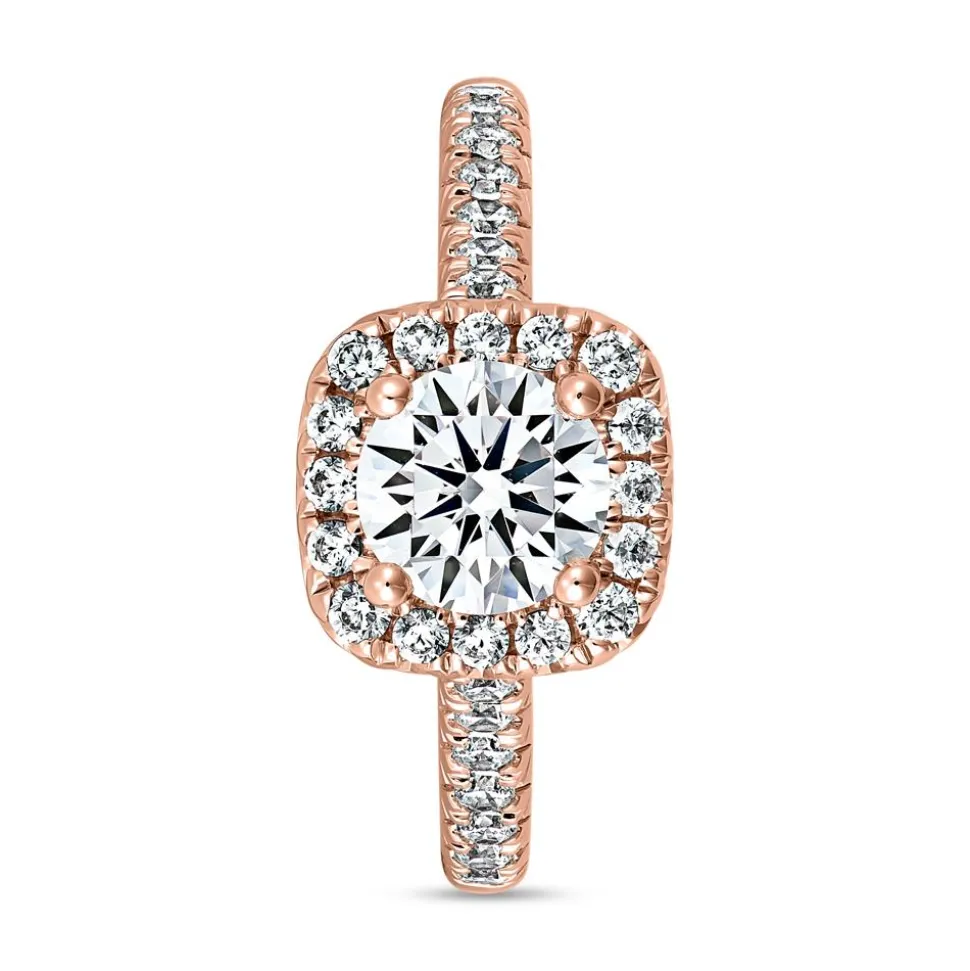 Roségoldener Halo-Ring mit Diamanten, gravierbar BDR0010-RSL