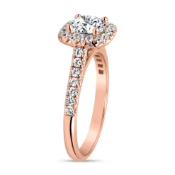 Roségoldener Halo-Ring mit Diamanten, gravierbar BDR0010-RSL